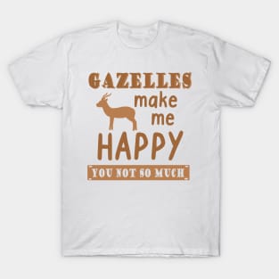 Saying Gazelles Happy Print Africa Safari T-Shirt